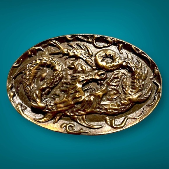 Dezy Denver Vintage Brass Dragon Belt Buckle - Made in the USA